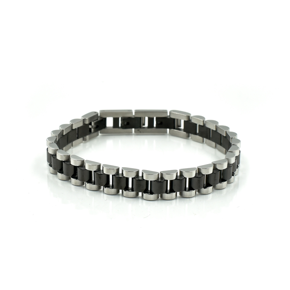 popup_310202122319 Ανδρικό βραχιόλι Season 19253 Ασημί-Μαύρο Stainless Steel - Image 1