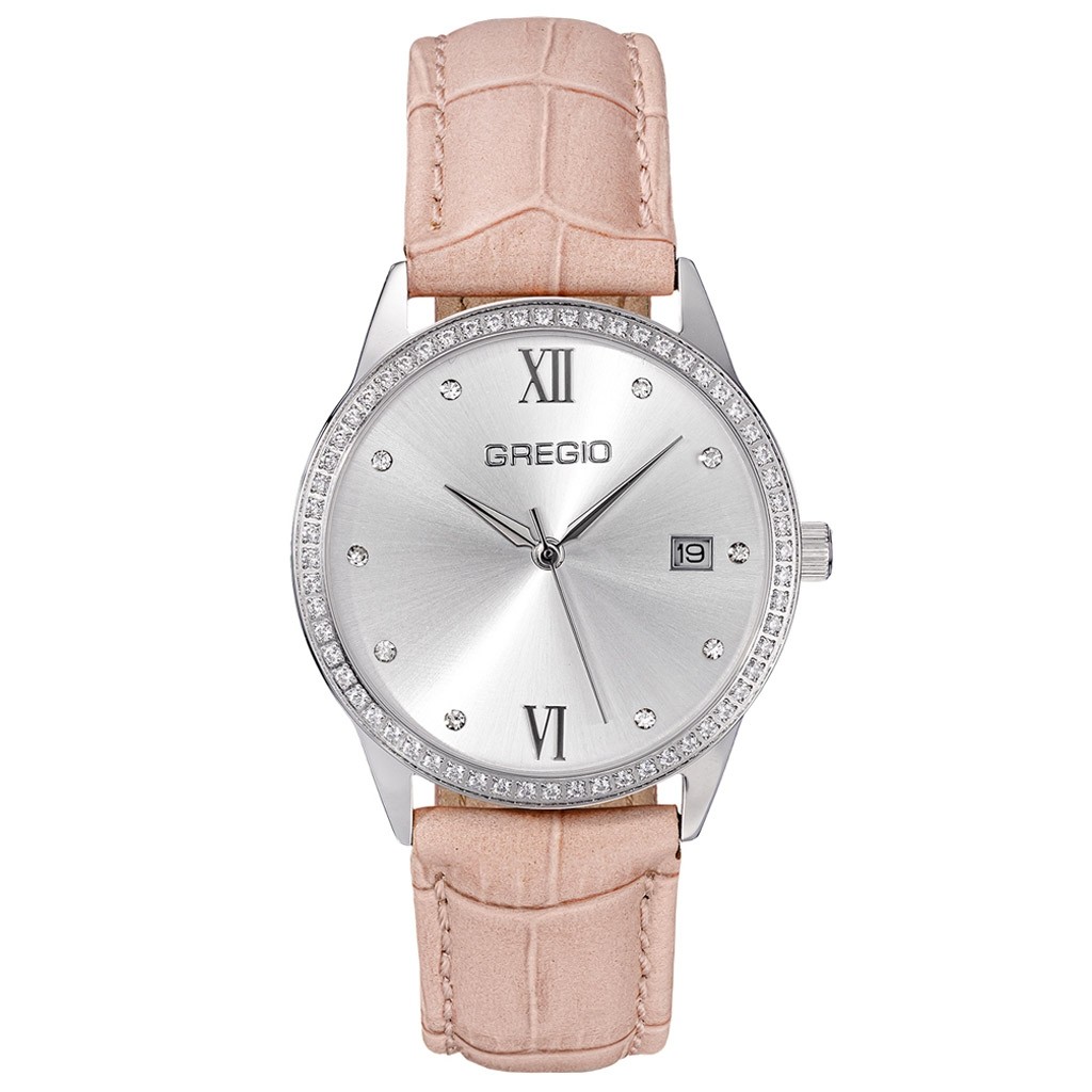 gr320010 GREGIO Elise GR320010 Crystals Light Pink Leather Strap - Image 1