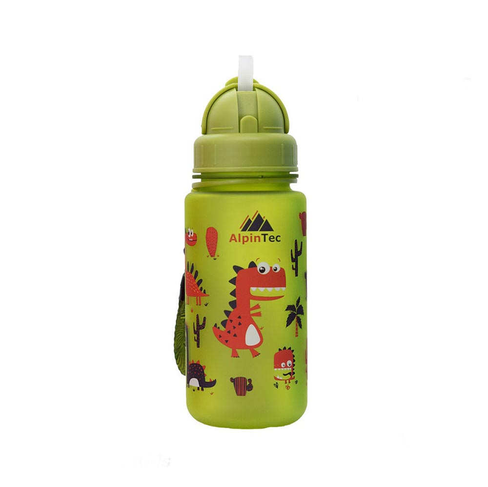 4891327724238-2- Παγούρι Tritan AlpinTec Kids 400ml με καλαμάκι Πράσινο Dino - Image 1