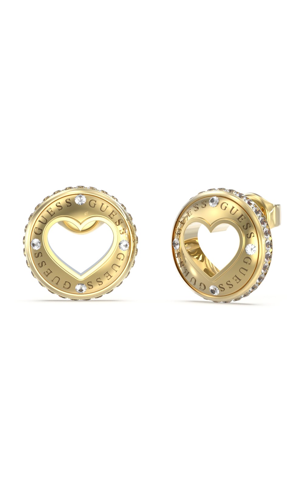 GUESS-STEEL-ROLLING-HEARTS-JUBE03341JWYGT-U-Σκουλαρίκια-Χρυσά-Με-Καρδιά-Και-Λογότυπο GUESS STEEL ROLLING HEARTS JUBE03341JWYGT/U Σκουλαρίκια Χρυσά Με Καρδιά Και Λογότυπο - Image 1