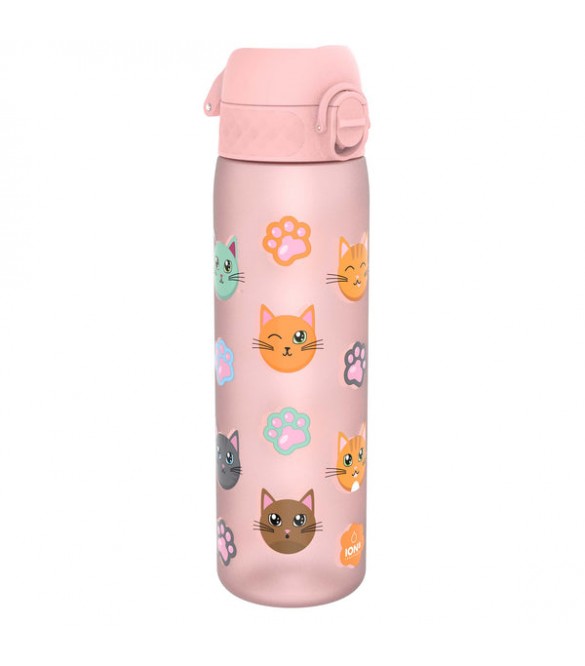 pagouri-ion8-slim-500ml-gates-i8rf500prcats Πλαστικό Παγούρι Slim 500ml Ion8 Με Γάτες - Ροζ - Image 1