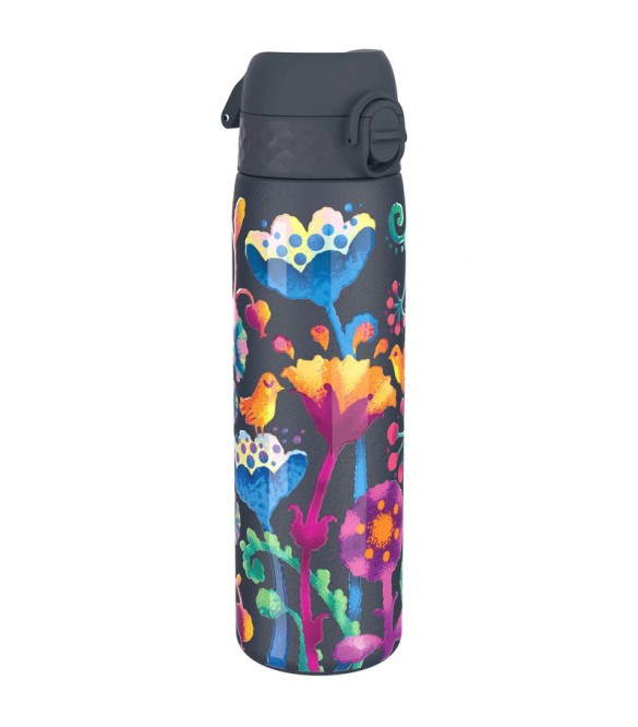 pagouri-thermos-ion8-slim-500ml-louloudia-i8ts500pnflo Παγούρι Μεταλλικό Θερμός 500ml Ion8 Με Λουλούδια - Μαύρο - Image 1