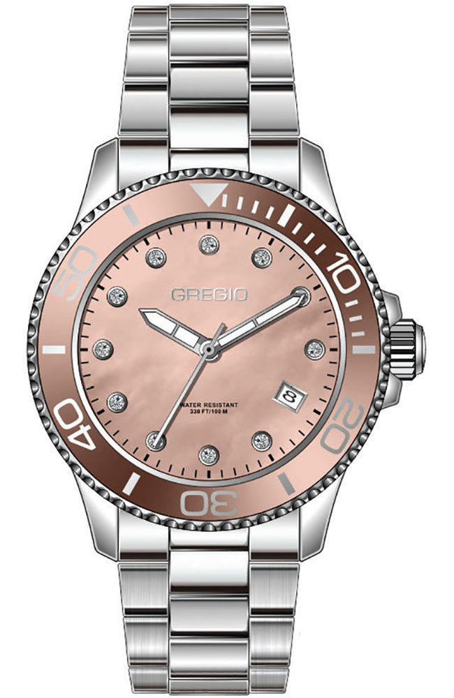 GR530011 GREGIO Divers Crystals Silver Stainless Steel Bracelet GR530011 - Image 1