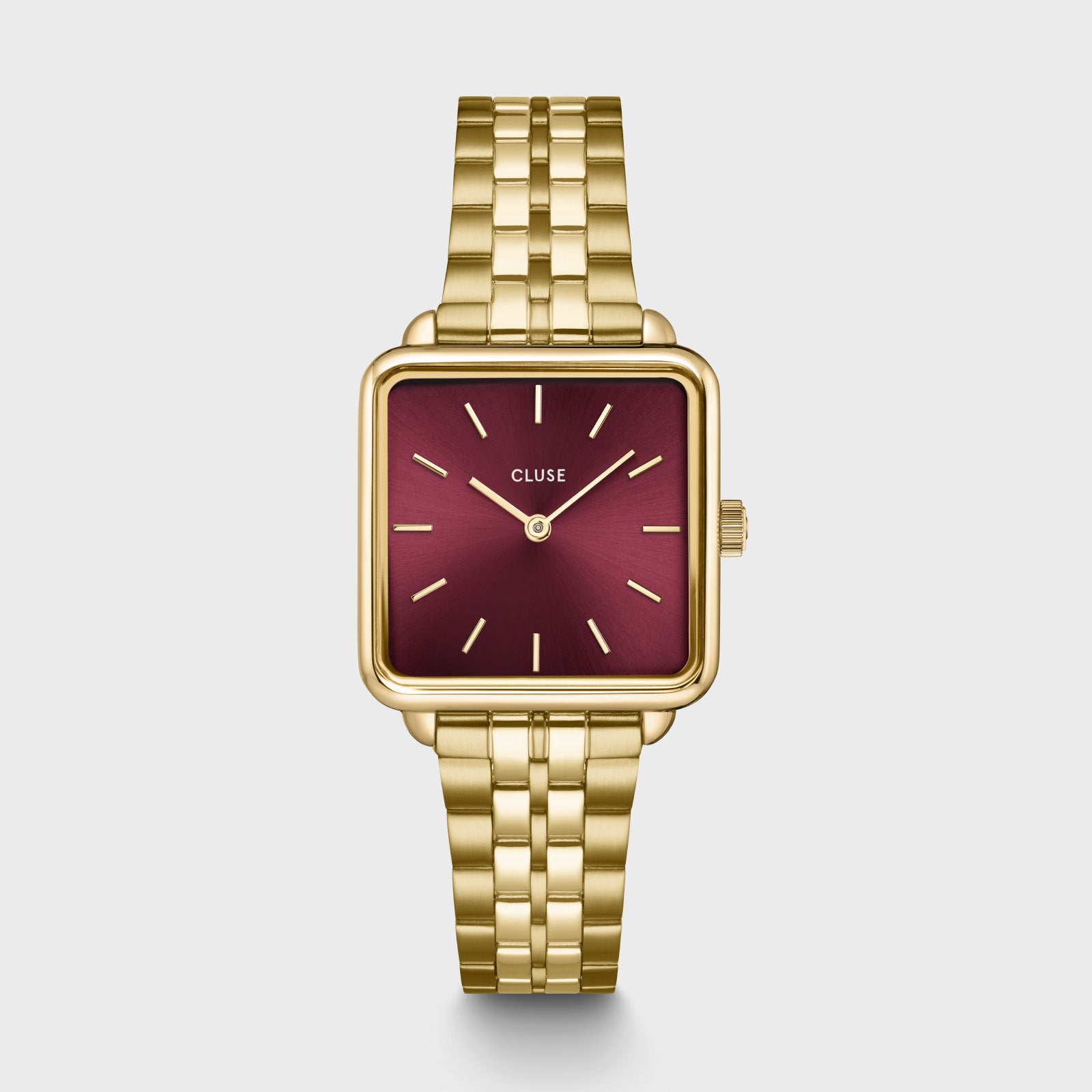 CW10312_frontal CLUSE La Tétragone Watch Steel Dark Cherry, Gold Colour CW10312 - Image 1