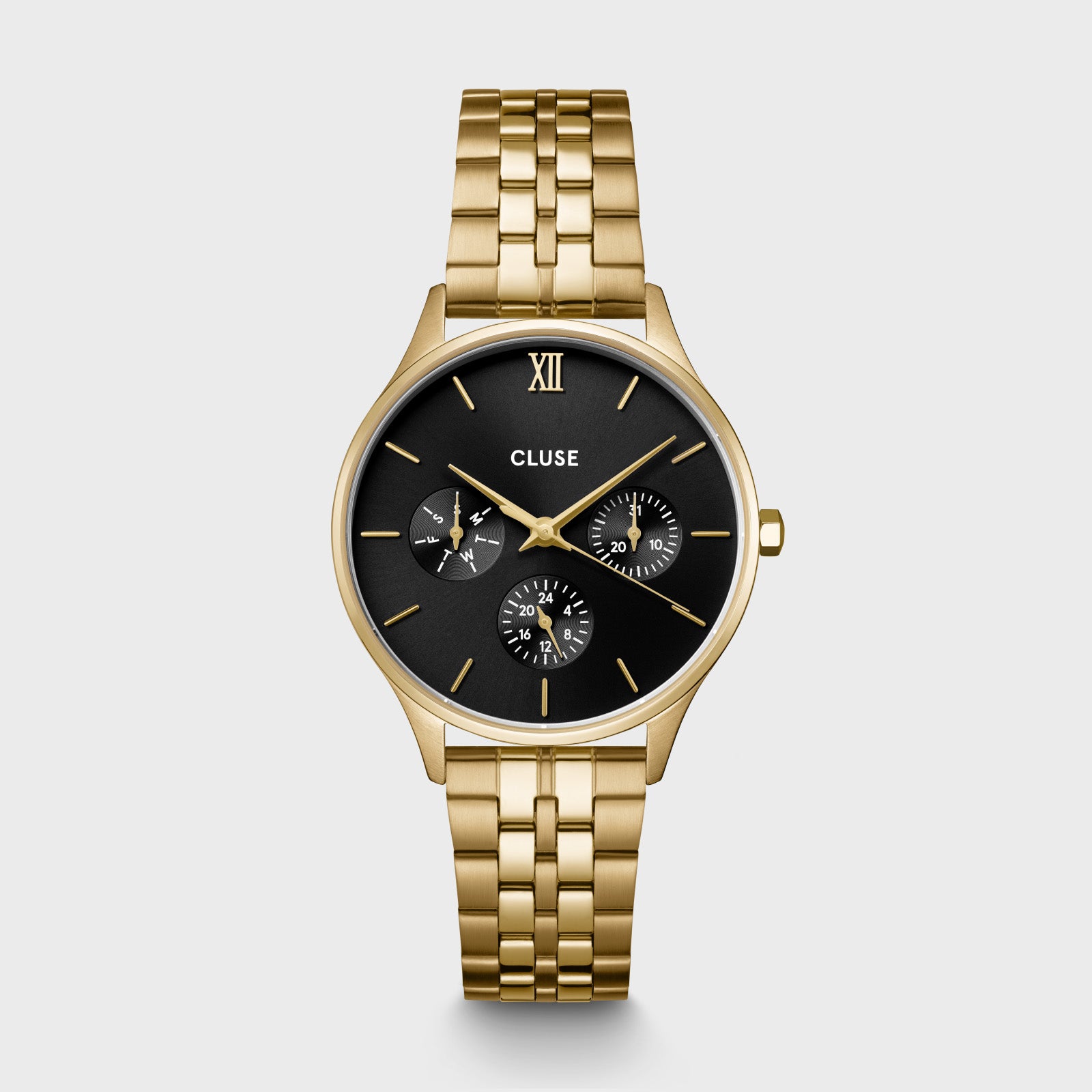 CW10707_frontal CLUSE Minuit Multifunction Watch Steel, Black, Gold Colour CW10707 - Image 1