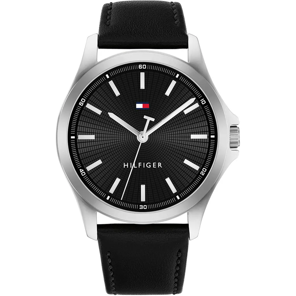 tommy-hilfiger-1710668-bruce-16581893 Ανδρικό Ρολόι Tommy Hilfiger 1710668 Black Leather Strap - Image 1