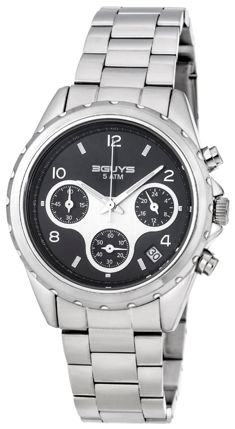 3G2160685E 3GUYS Chronograph Silver Stainless Steel Bracelet 3G21606 - Image 1