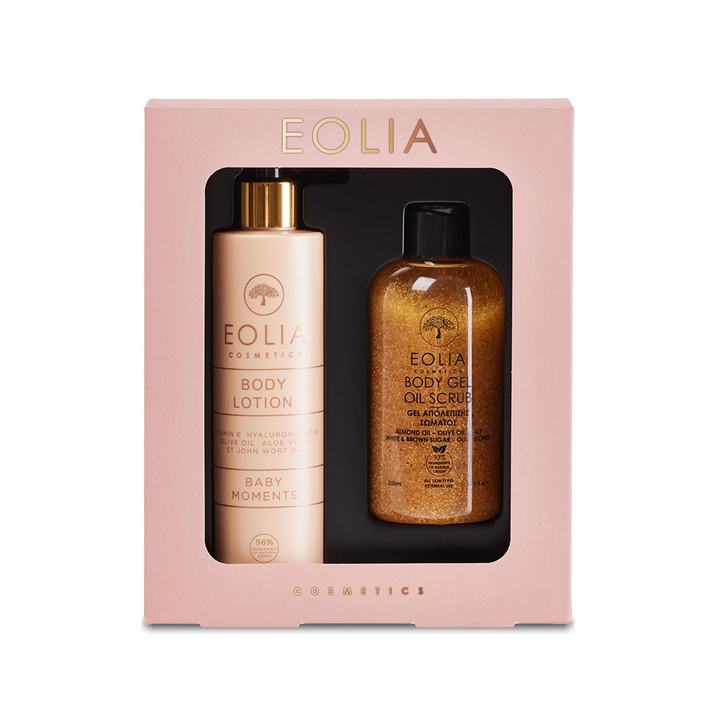 Gift-Box-Body-Lotion-Baby-Moments-Body-Gel-Scrub-Gold-Orchid-1-1024x1024 Eolia Cosmetics Gift Box Body Lotion Baby Moments & Body Scrub Gold Orchid 250ml - Image 1