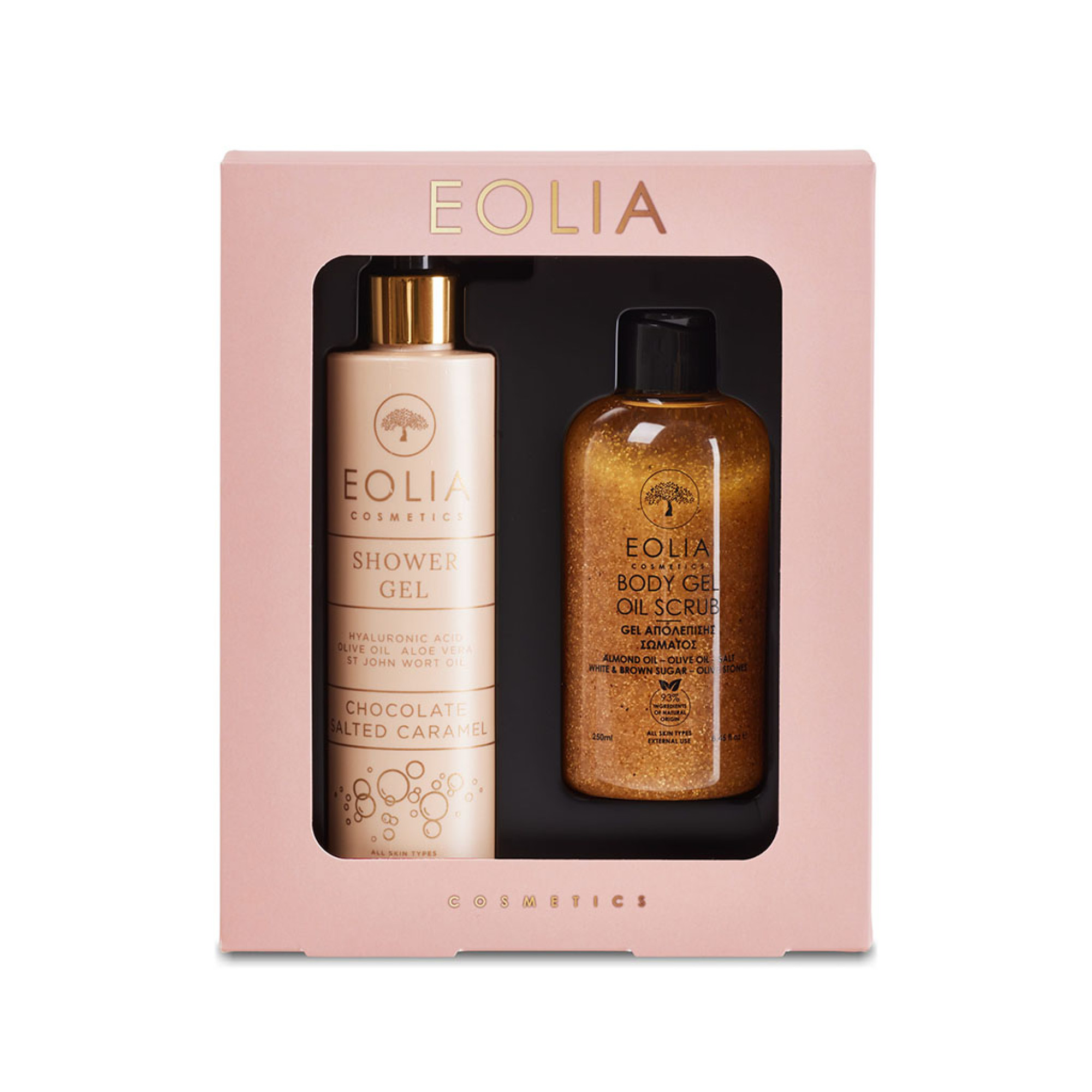 Gift-Box-Shower-Gel-Chocolate-Salted-Caramel-Body-Gel-Scrub-Gold-Orchid-1-2000x2000 Eolia Cosmetics Gift Box Shower Gel Chocolate & Salted Caramel & Body Scrub Gold Orchid 250ml - Image 1