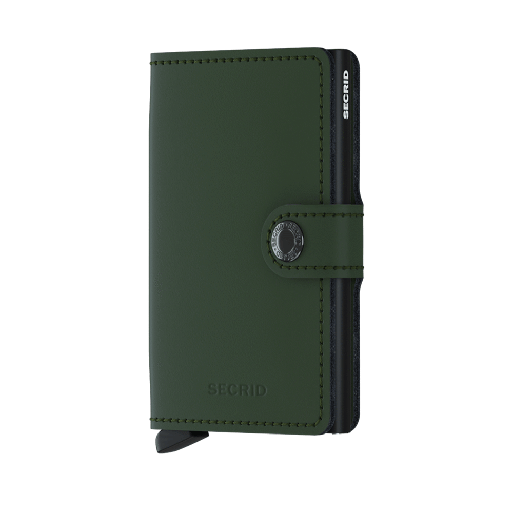 M-Matte-Green-Black-1-Front Secrid Miniwallet Original Δερμάτινο Ανδρικό Πορτοφόλι Καρτών με RFID MM-Green/Black - Image 1
