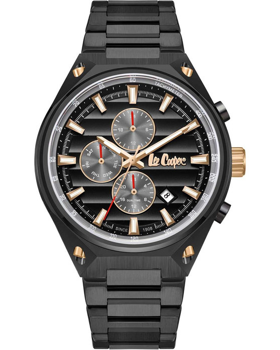 2857347 LEE COOPER Dual Time Black Metallic Bracelet LC08026.060 - Image 1