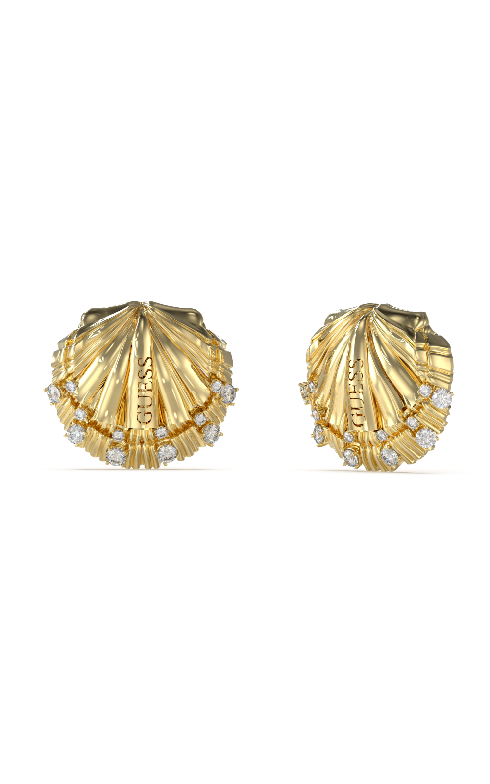 GUESS-STEEL-SEASHELL-JUBE05136JWYGT-U-Σκουλαρίκια-Χρυσά-Κοχύλια-Με-Πέτρες-Και-Λογότυπο GUESS STEEL SEASHELL JUBE05136JWYGT/U Σκουλαρίκια Χρυσά Κοχύλια Με Πέτρες Και Λογότυπο - Image 1