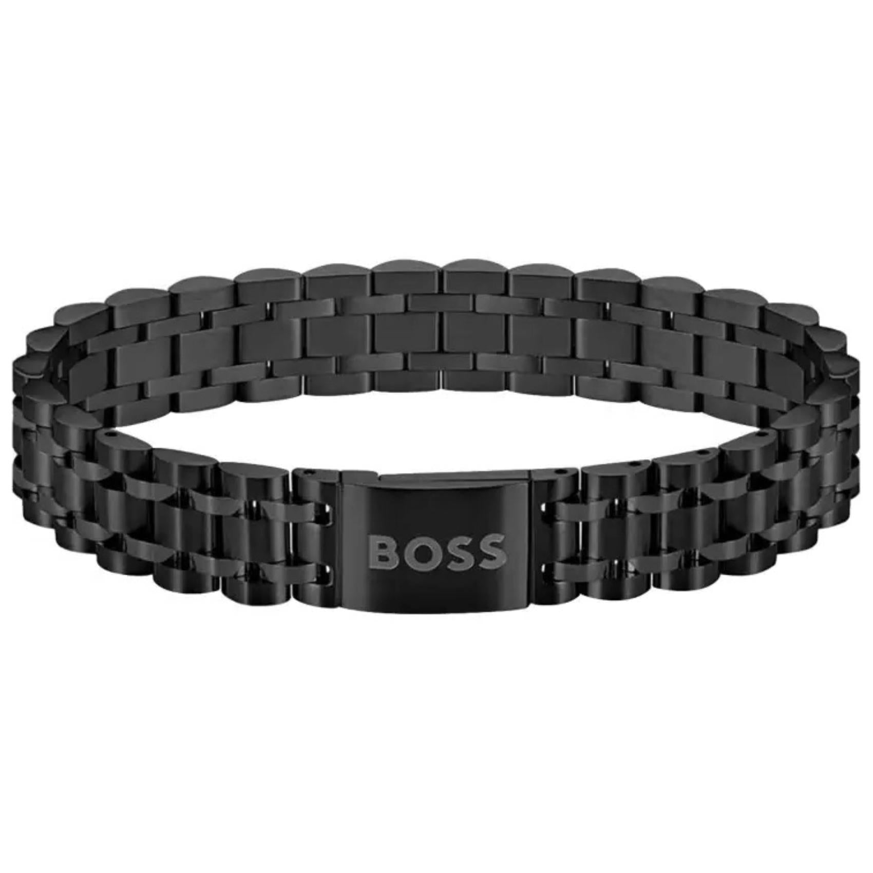 andriko-vraxioli-boss-1580646-atsalino-me-mauro-mprasele BOSS Ανδρικό Βραχιόλι από μαύρο ανοξείδωτο ατσάλι 1580646 - Μαύρο - Image 1