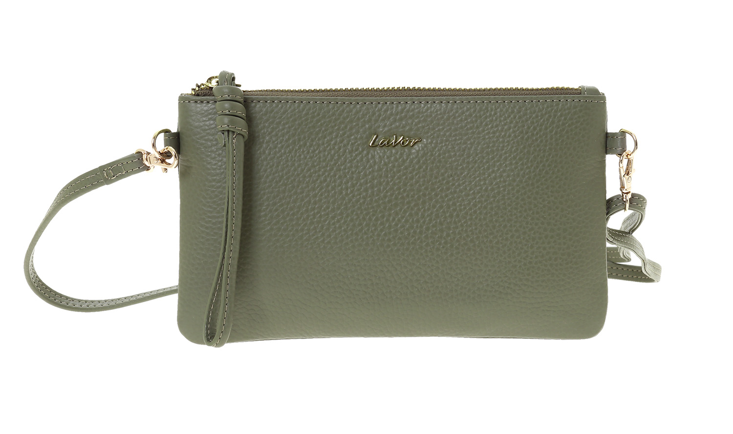6033_KHAKI_1 copy LaVor 1-6033 Γυναικείο Δερμάτινο Τσαντάκι Χακί - Image 1