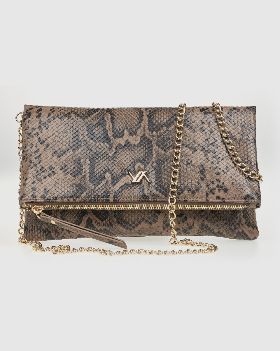 asset Verde Δερμάτινη Γυναικεία Τσάντα Ώμου Animal Print 01-2029 - Image 1