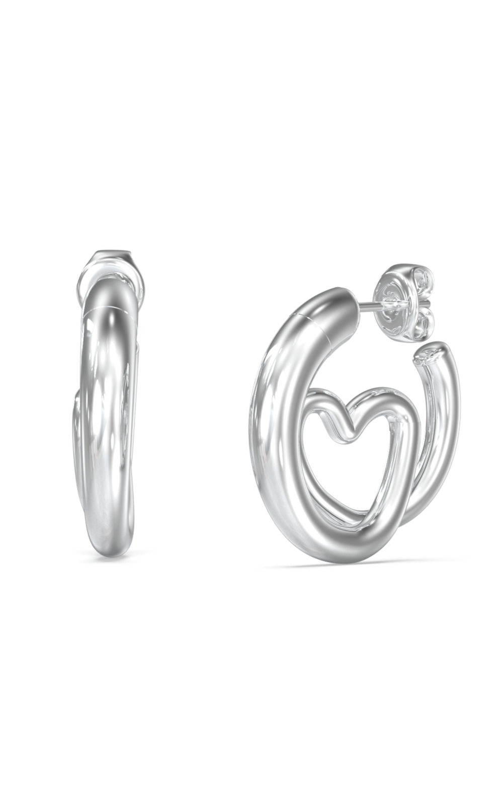 GUESS-STEEL-ICONIQUE-JUBE05529JWRHT-U-Σκουλαρίκια-Ασημένια-Καρδιές GUESS STEEL ICONIQUE Σκουλαρίκια Ασημένια Καρδιές - Image 1