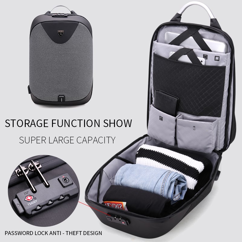 B00208-DG-1 ARCTIC HUNTER τσάντα πλάτης B00208 με θήκη laptop 15.6", λουκέτο TSA, 24L, γκρι - Image 1