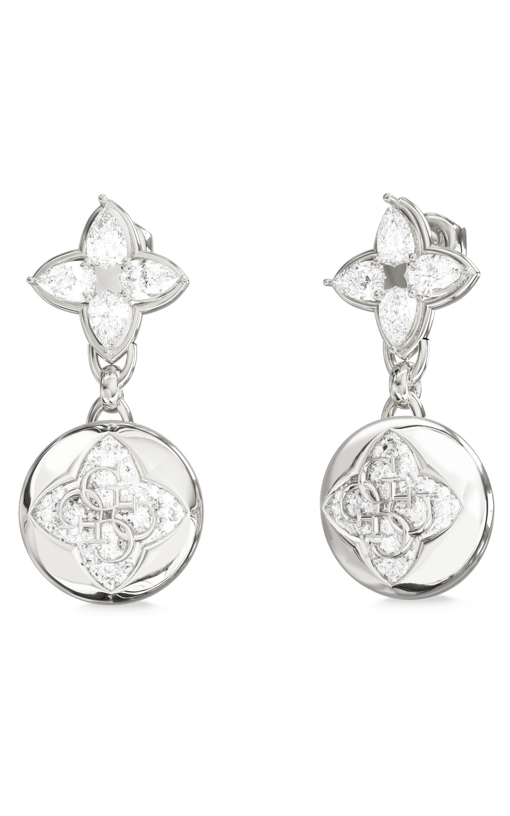GUESS-STEEL-SPINNING-BLOOM-JUBE06470JWRHT-U-Σκουλαρίκια-Ασημένια-Με-Πέτρες GUESS STEEL SPINNING BLOOM JUBE06470JWRHT/U Σκουλαρίκια Ασημένια Με Πέτρες - Image 1